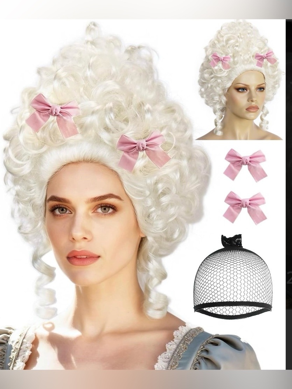Victorian Blonde White Fluffy Wig, Queen Character Cosplay Halloween Wig